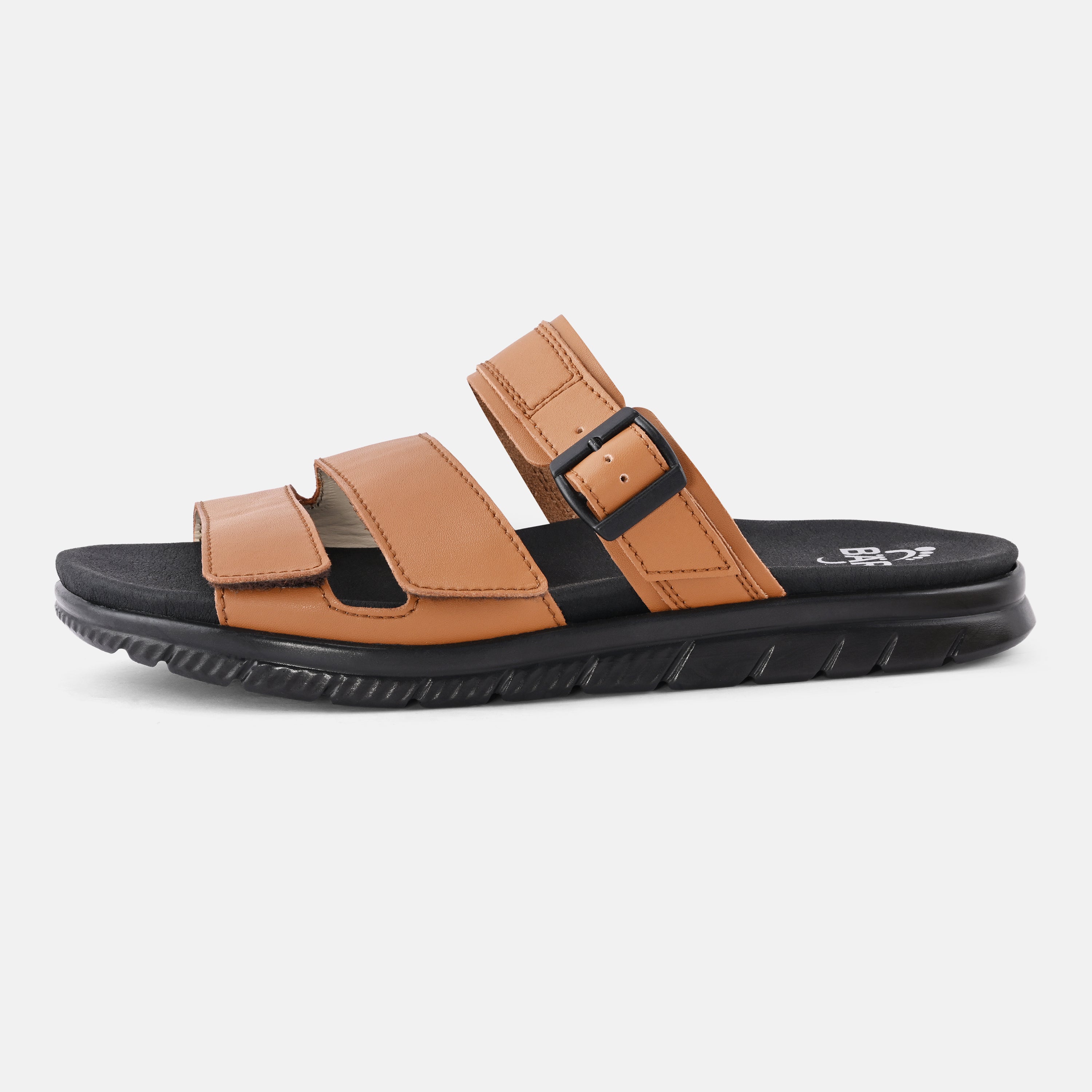 Men's Tan Soft footbed leather sandals Baer