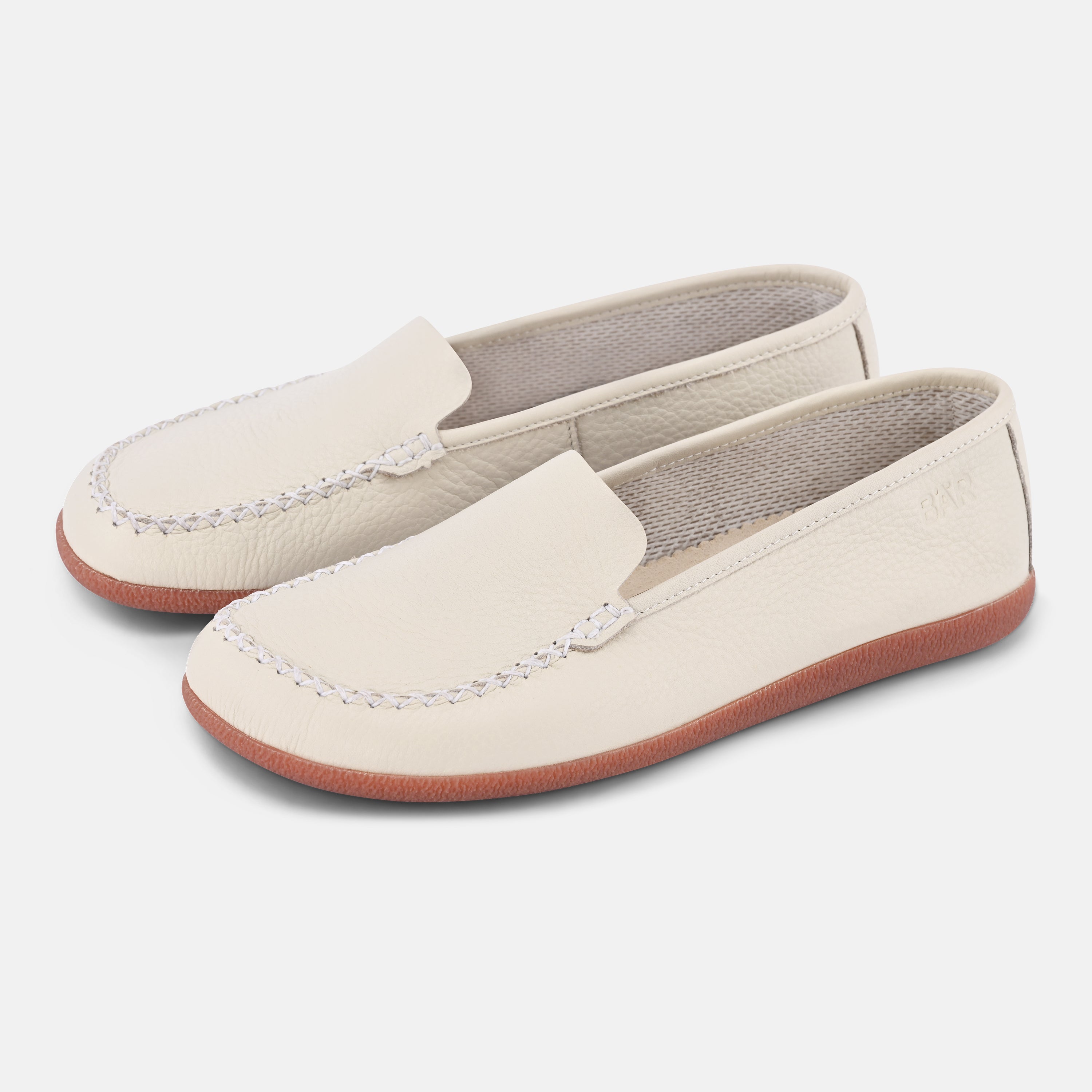Women's White breathable leather loafers Baer