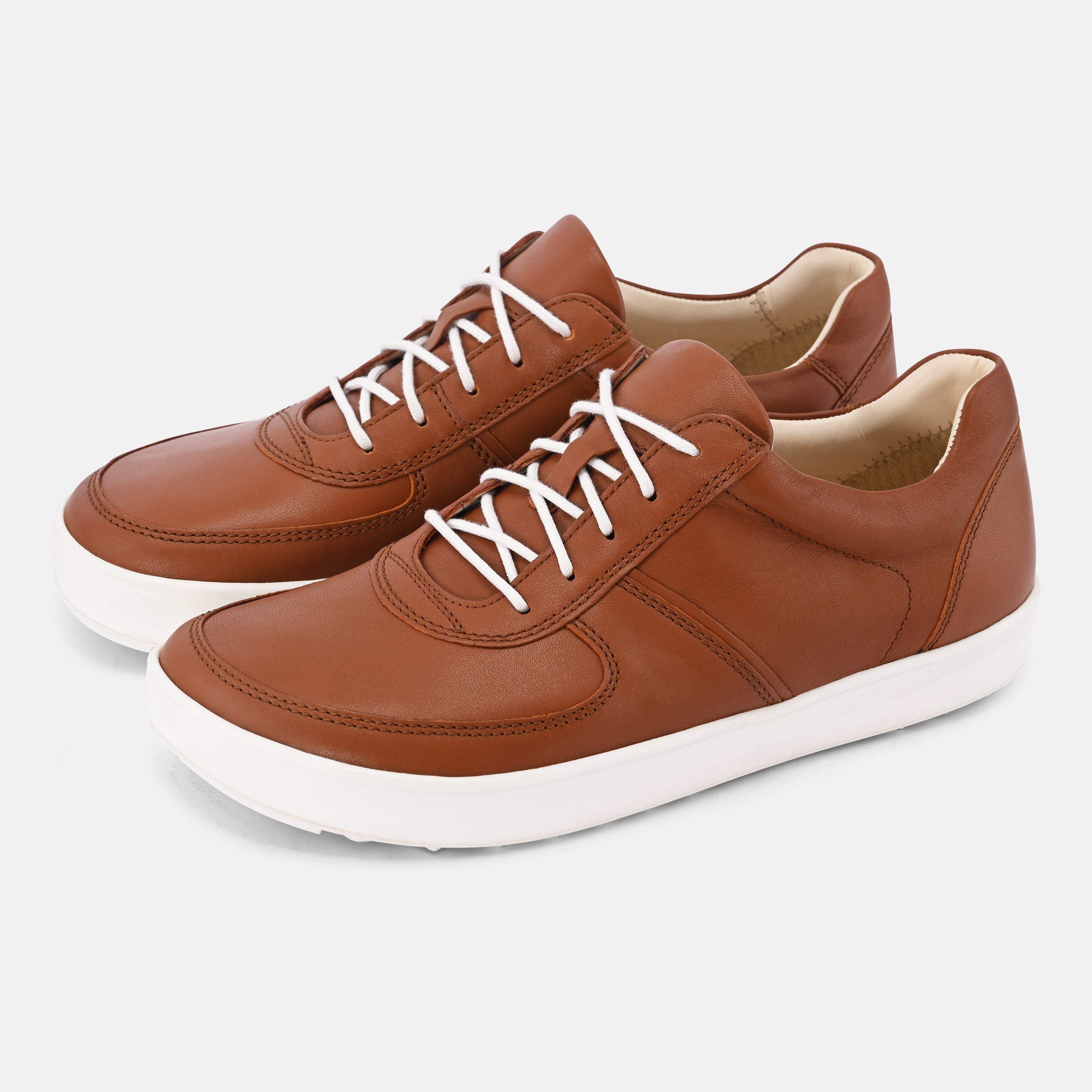 Tan Women Leather Lifestyle Sneakers Baer