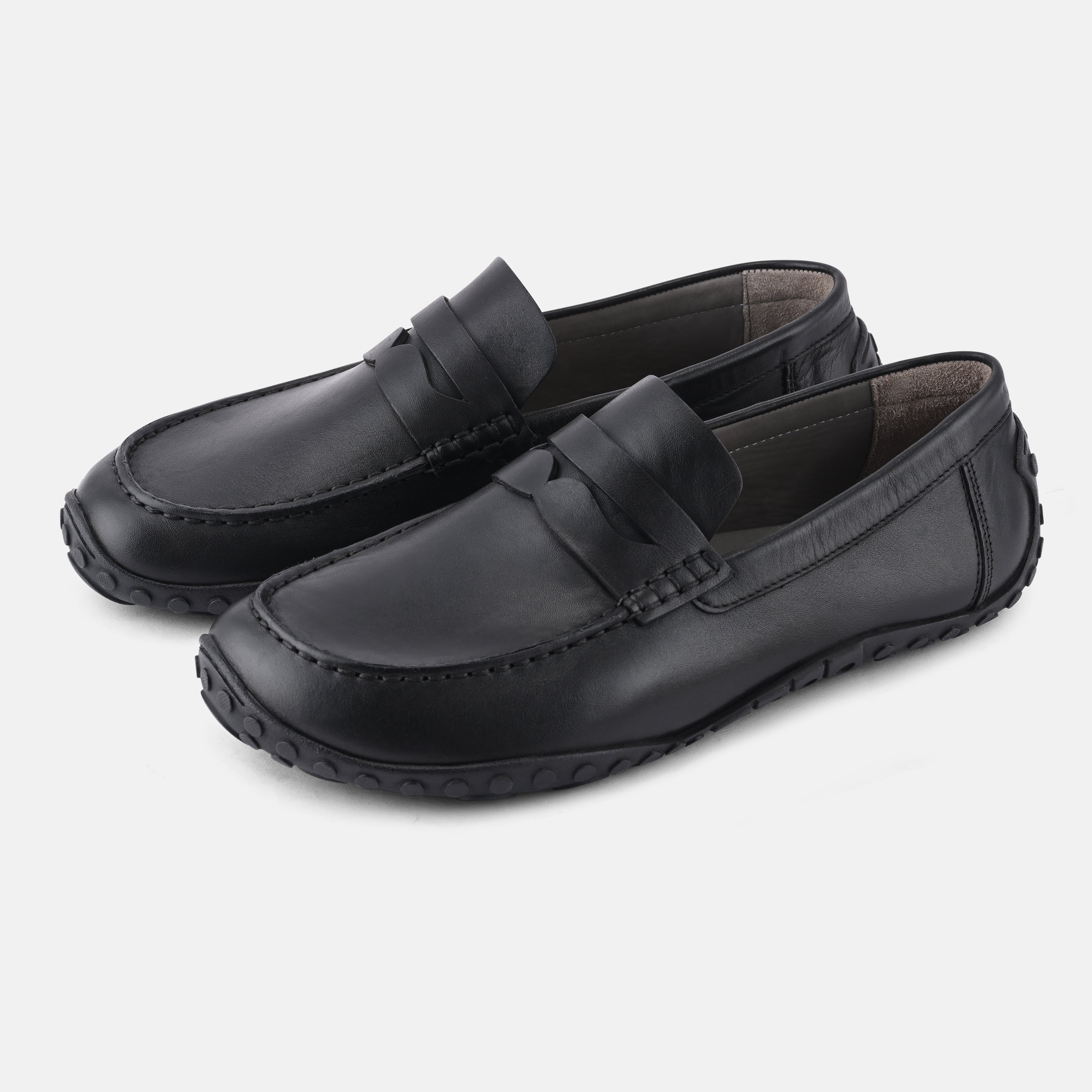 Men's Black flexible sole loafers Baer