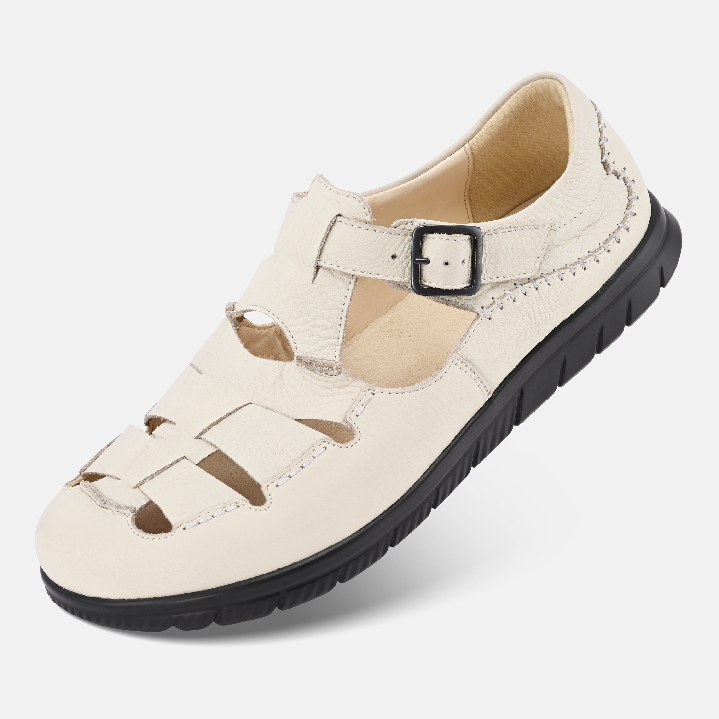 Men's White Minimal leather slippers Baer