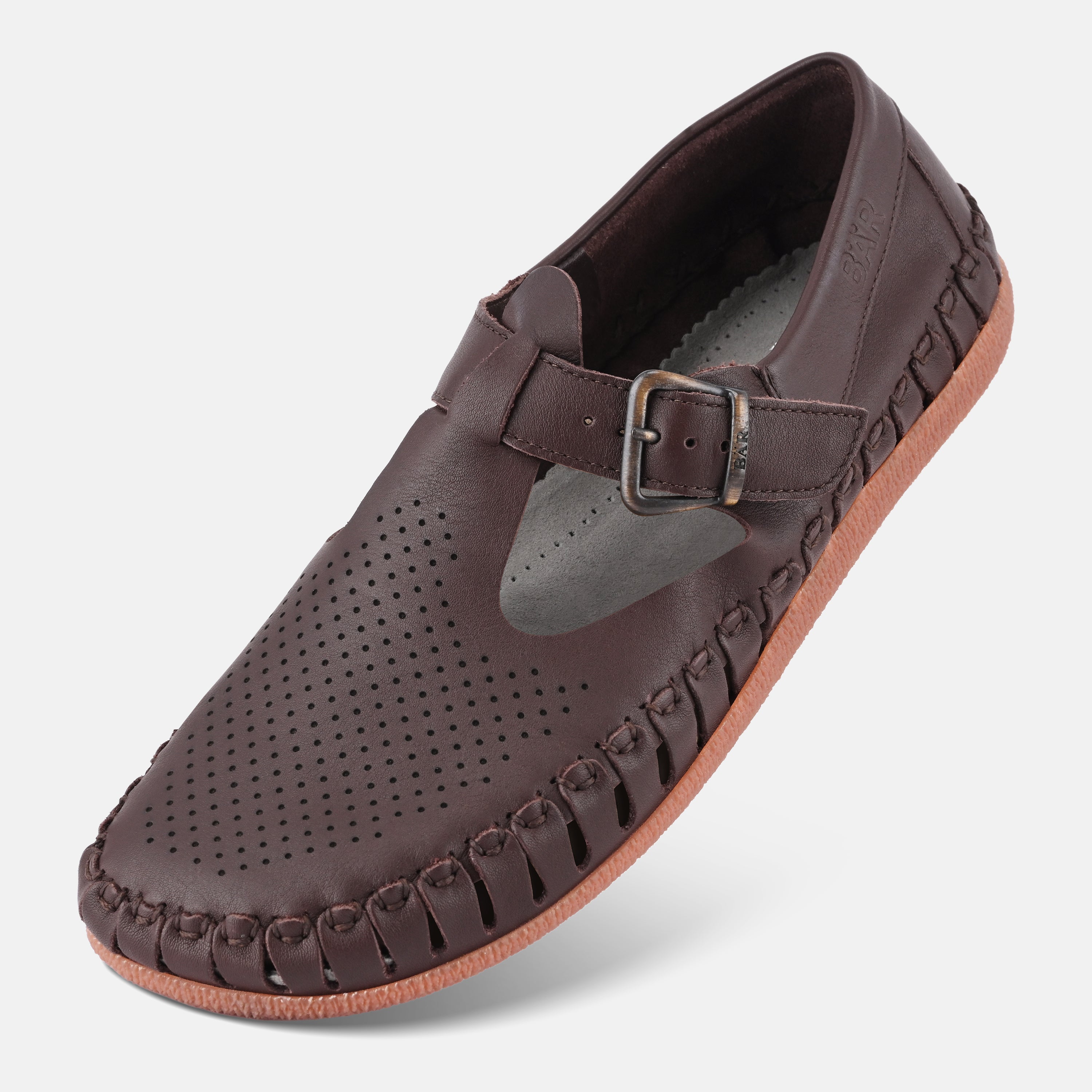 Men's Brown airy leather slip ons Baer