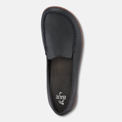 Women's Blue flat leather loafer Baer