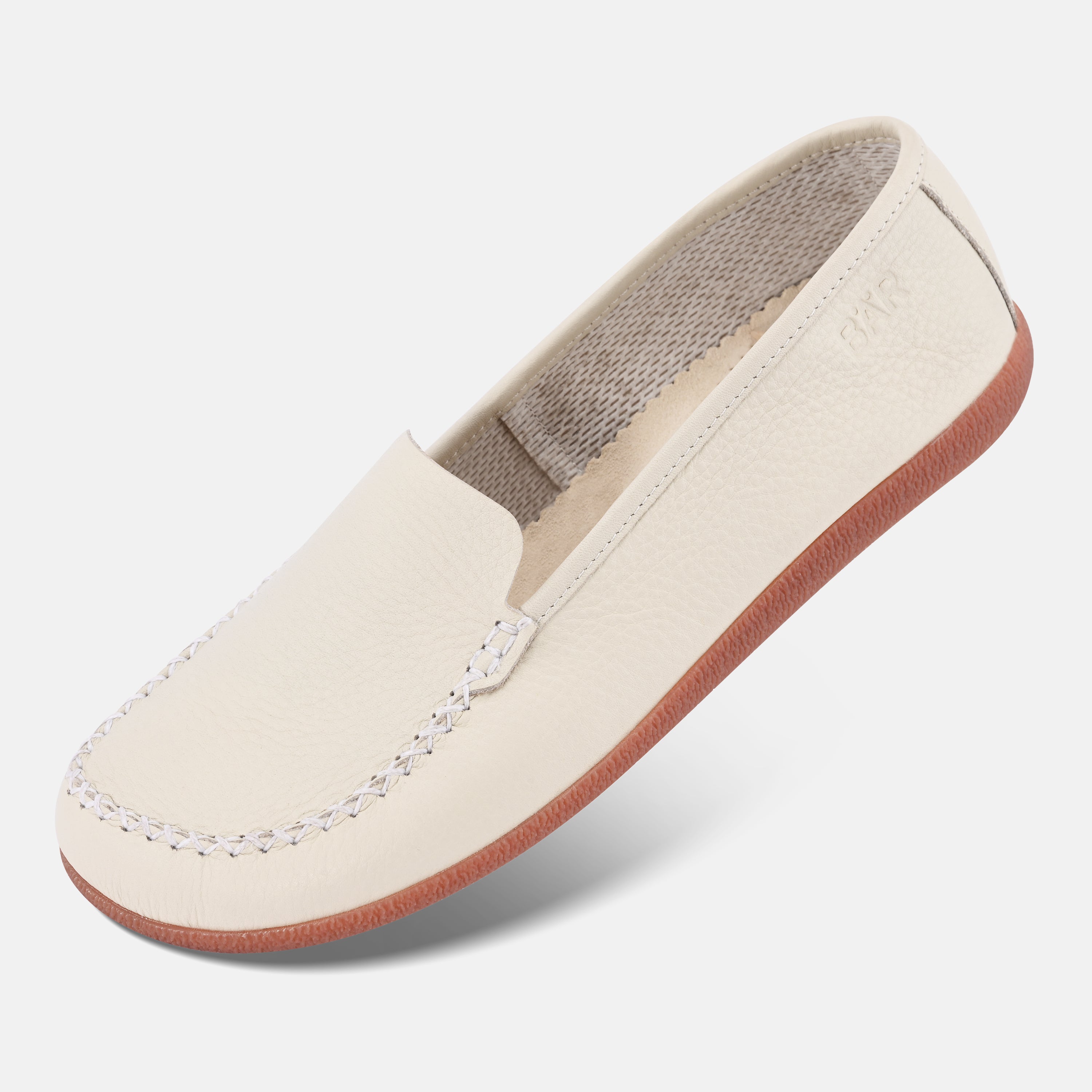 Women's White handcrafted leather loafers Baer