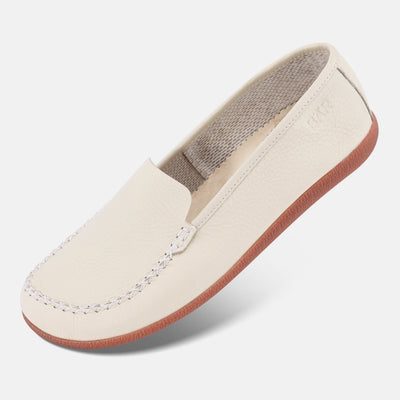 Women's White handcrafted leather loafers Baer