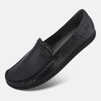 Women's Black leather slip on shoes Baer