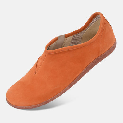 Women's Orange handcrafted comfortable flats Baer