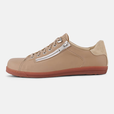 Women's Beige Premium leather everyday sneakers Baer
