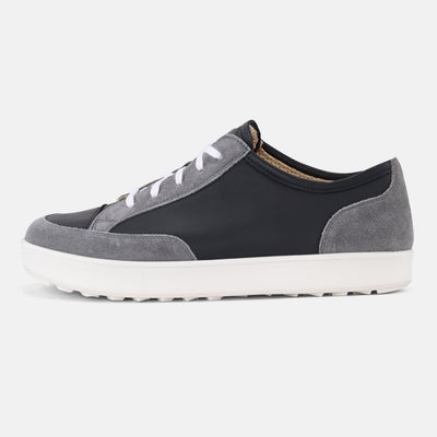 Women's  Grey Flexible sole leather sneakers Baer