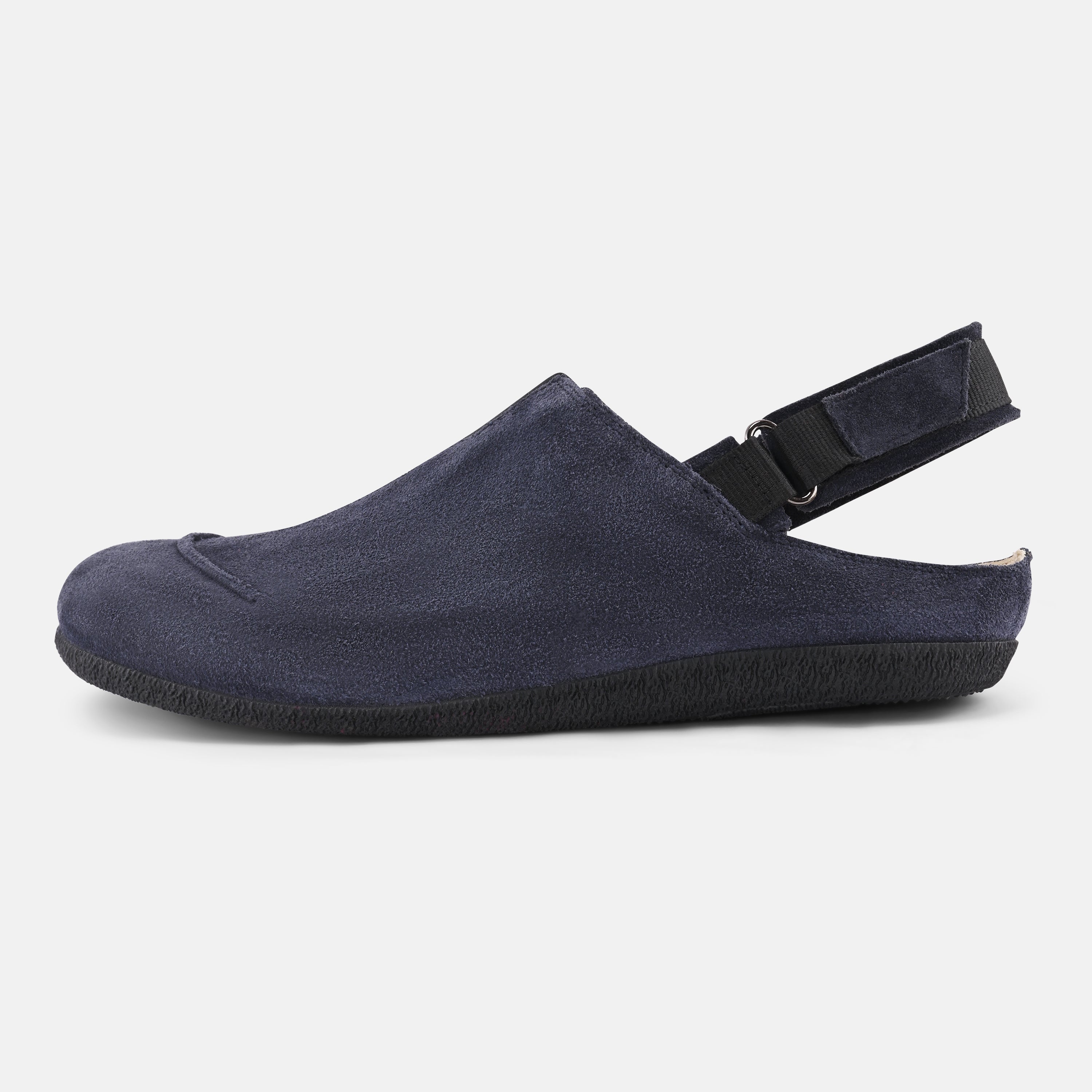 Women's Blue zero heel leather slip ons Baer