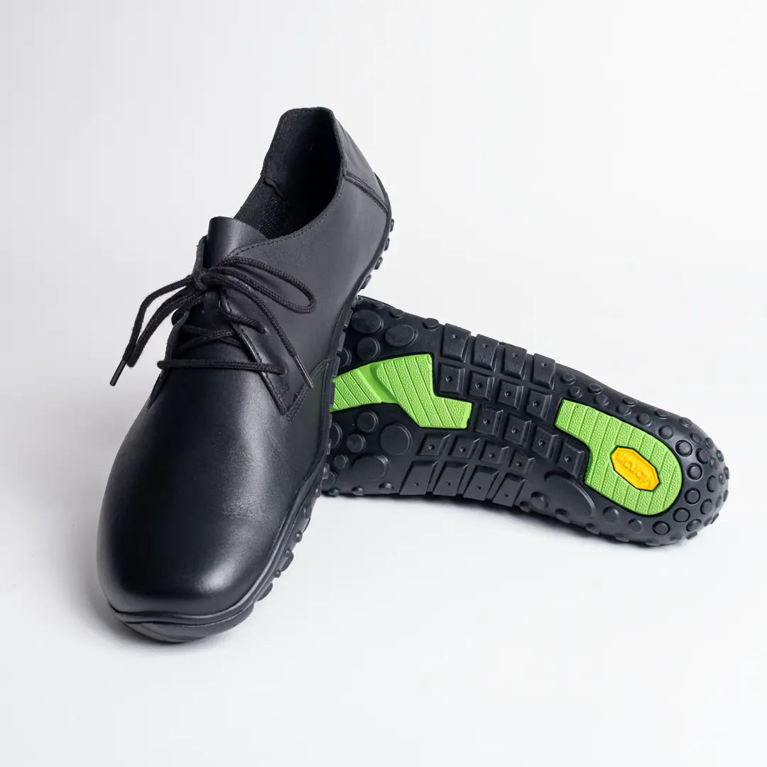 minimalist black leather work shoes