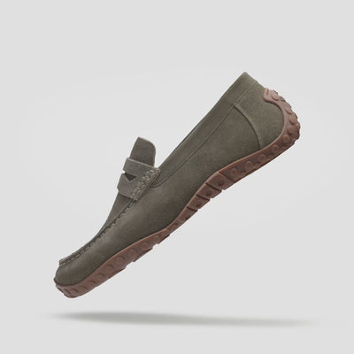 Mens wide toe box brown loafer Baer