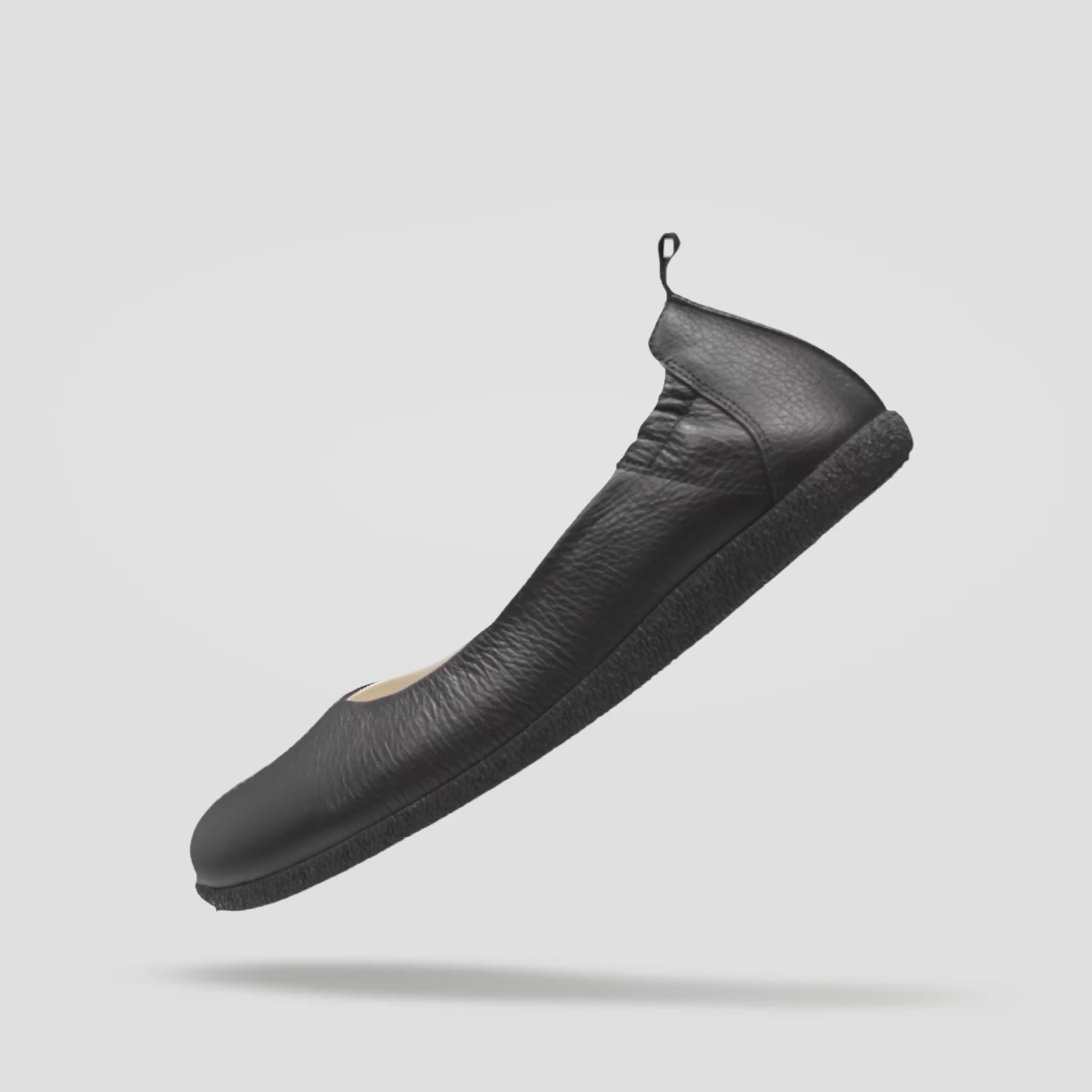 Load video: Womens black leather slip on sandals Baer