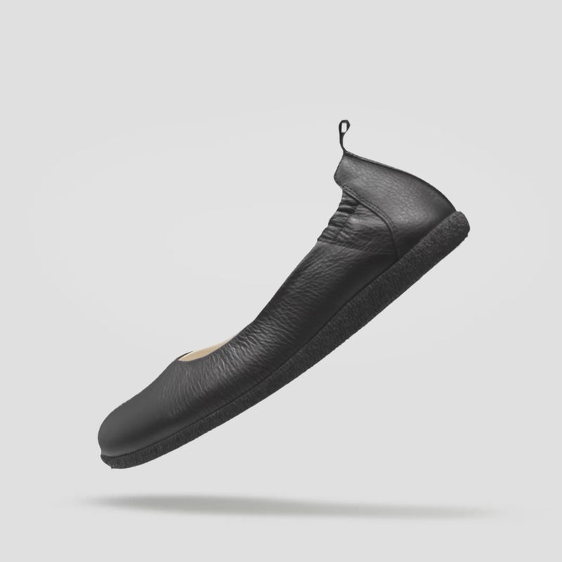 Womens black leather slip on sandals Baer