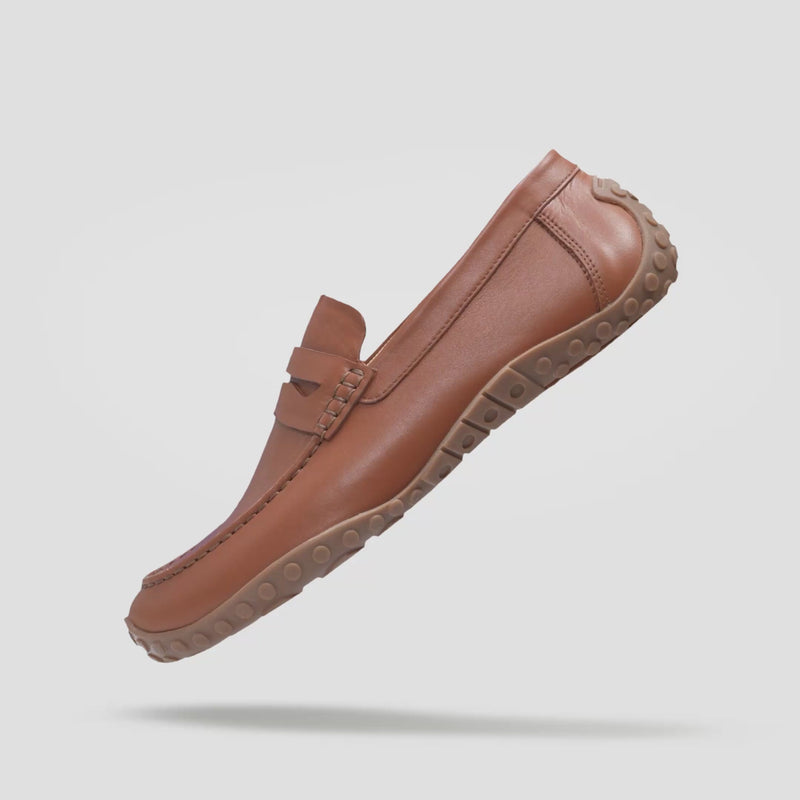 Mens Brown barefoot leather loafer 