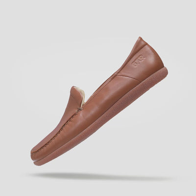 Mens brown zero heel loafer Baer
