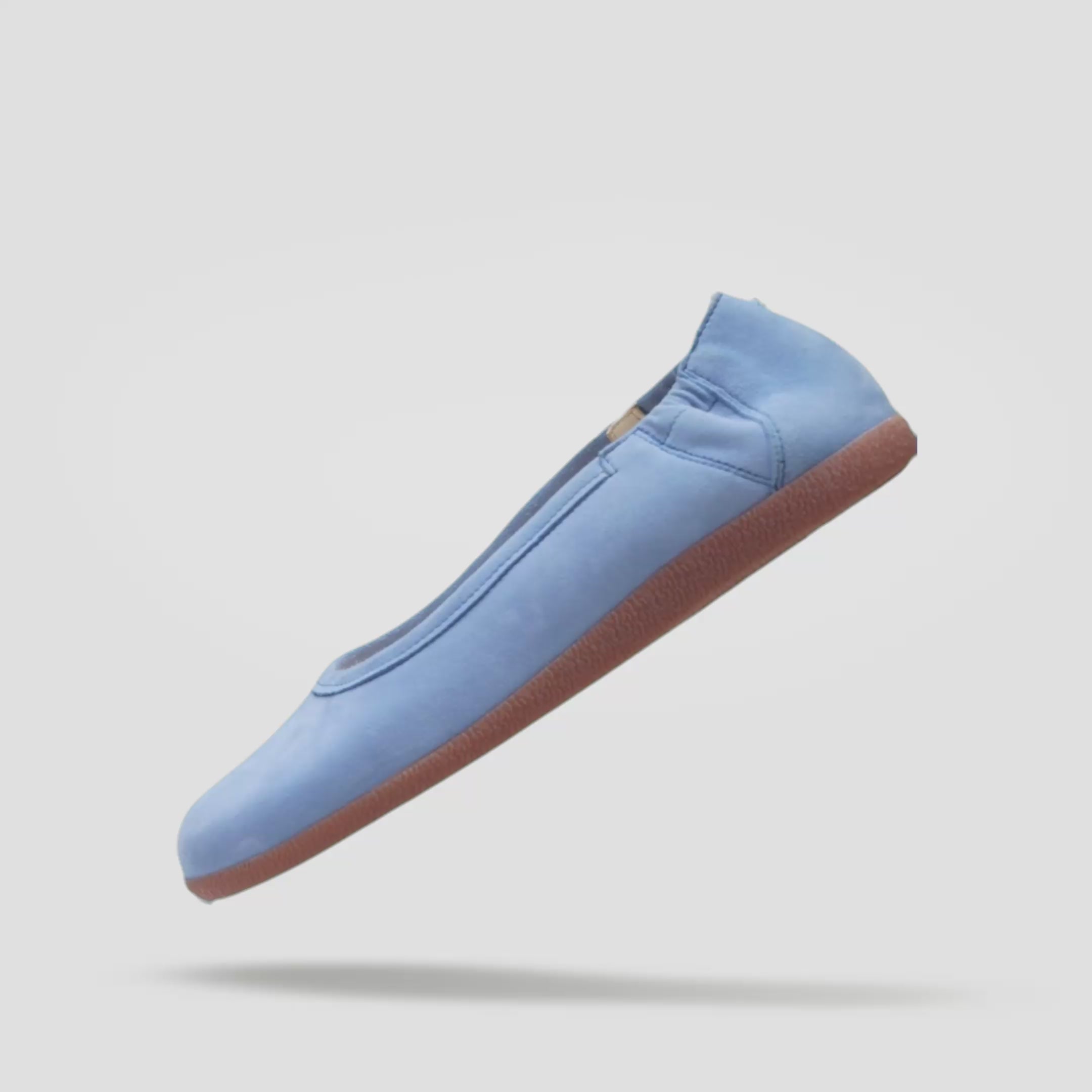 Load video: Womens blue wide toe box ballet Baer
