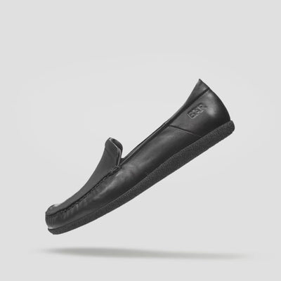 Mens black zero heel loafer Baer