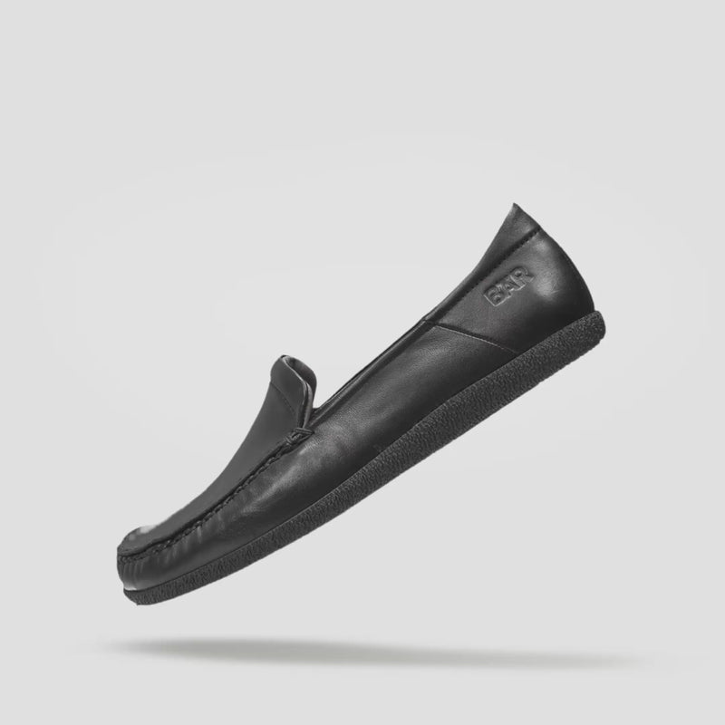 Mens black zero heel loafer Baer