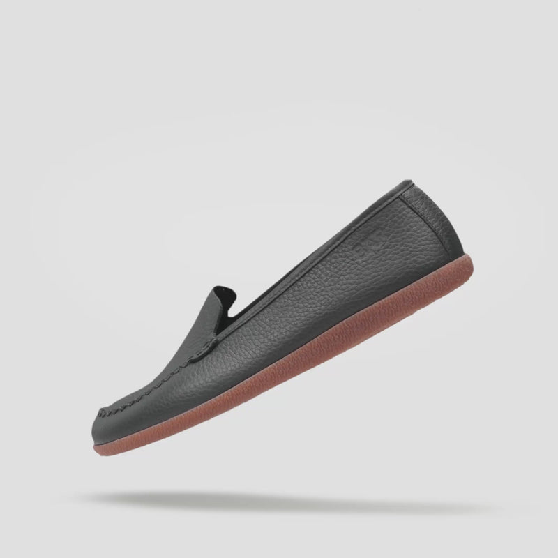 Mens Zero drop balck leather loafer Baer